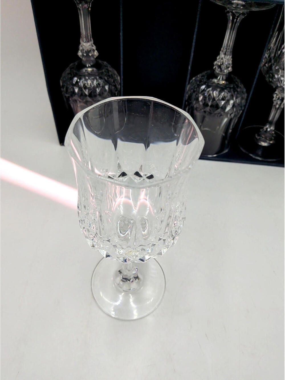 4 Cristal d'Arques Longchamp Stemmed Wine Crystal Wine Glass/Goblets France MINT - Picture 7 of 8